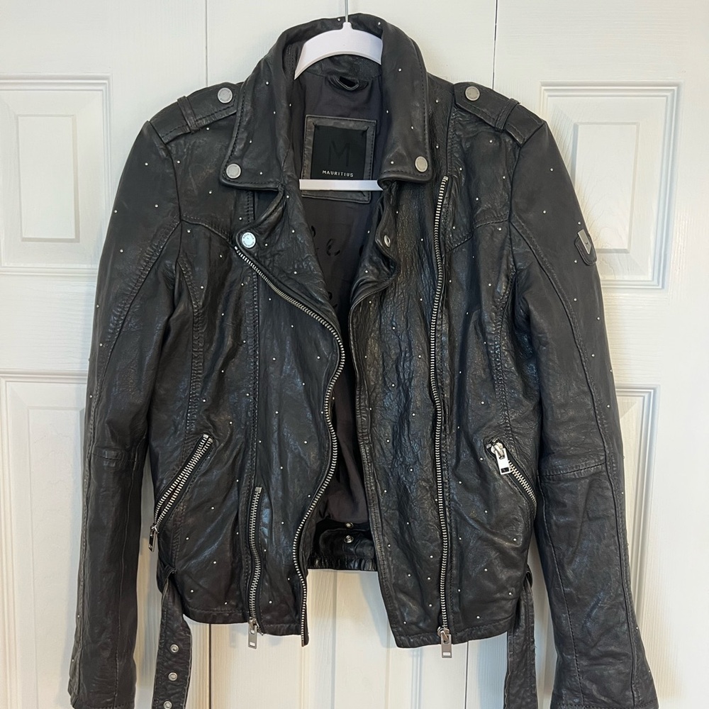 Mauritius studded lamb skin jacket